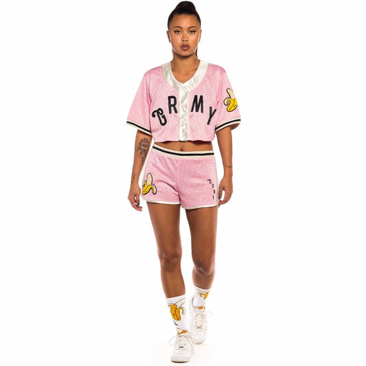 Camisa de baseball de Chica Grimey "Jungle Punch" Mesh Crop - Pink | Spring 22