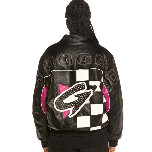 Grimey Bomberjacke Unisex Looter Cult PU Leder FW19 Schwarz