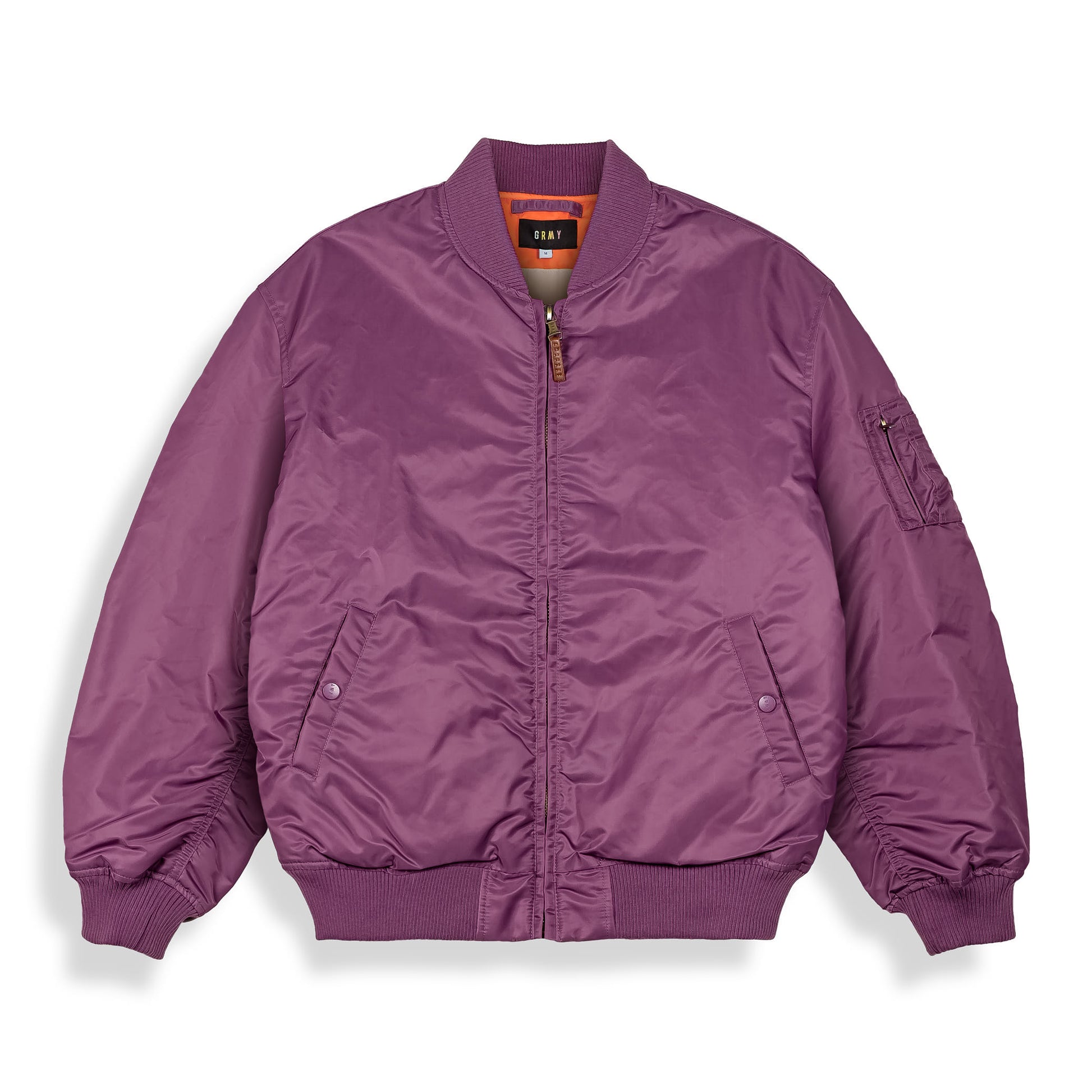 Chaqueta bomber reversible de Grimey en color púrpura, con diseño de primavera y estilo casual.