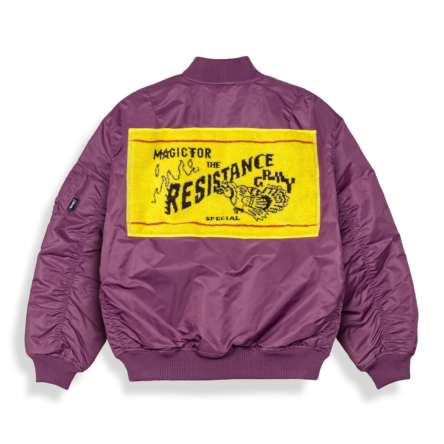 Chaqueta bomber reversible de la marca Grimey en color morado, diseñada para primavera, con bolsillos y detalles modernos.