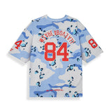Concreat Jungle All Over Print V Neck Oversized T-shirt Blue Camo