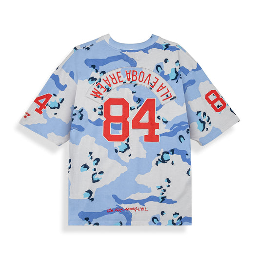 Camiseta Concreat Jungle All Over Print V Neck Oversized Blue Camo