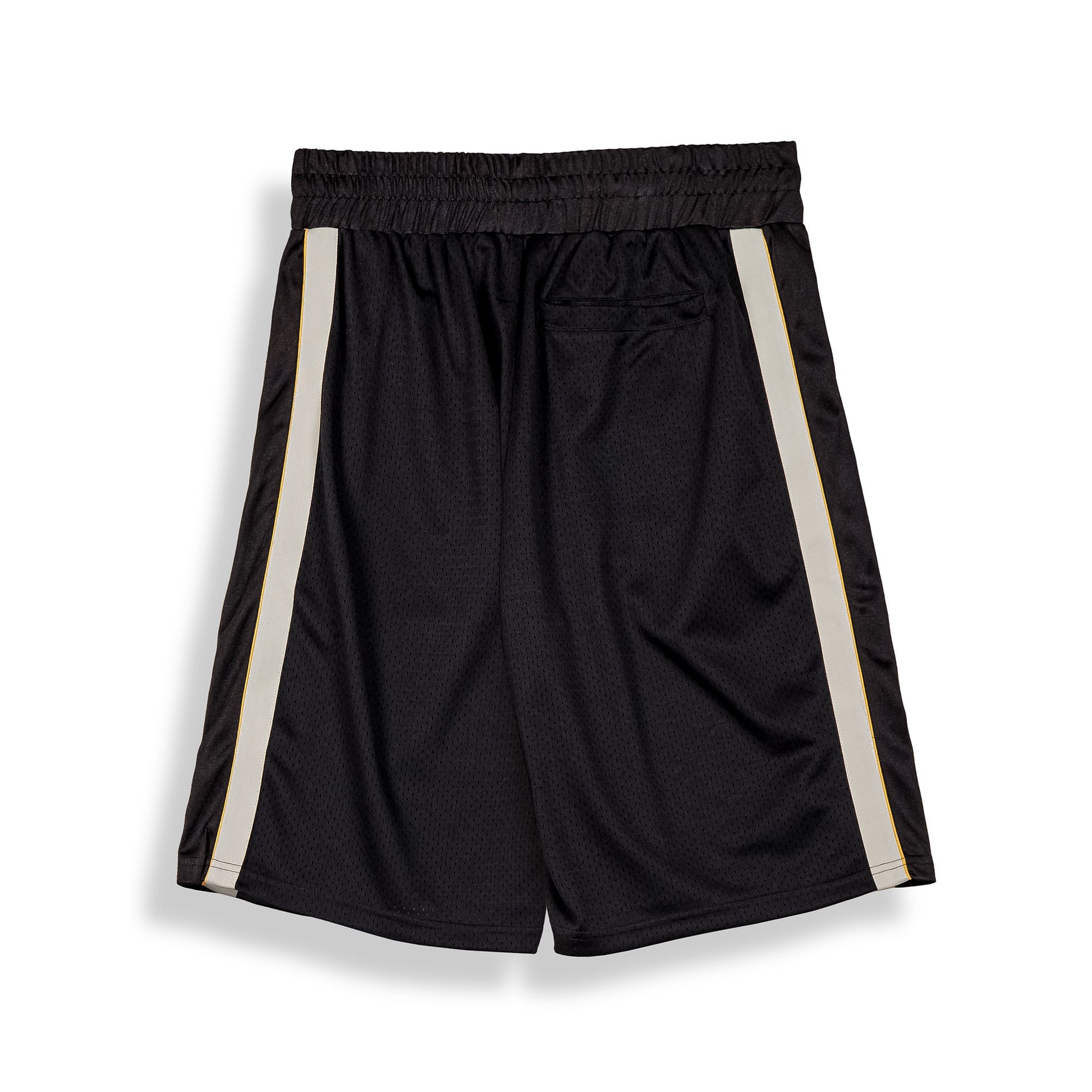 Pantalón corto baggy negro de malla Droppin Science de la marca Grimey, con estilo casual y cómodo para estilos urbanos.