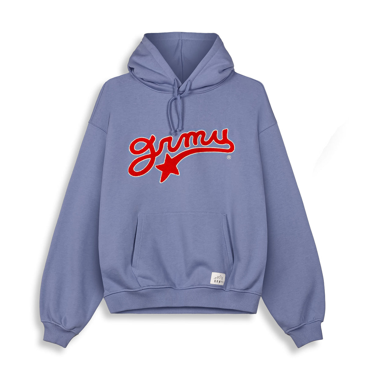 Sudadera azul boxy Grimey Mud'S The Residence Madrid, estilo casual con capucha y diseño moderno, vista frontal en la imagen.