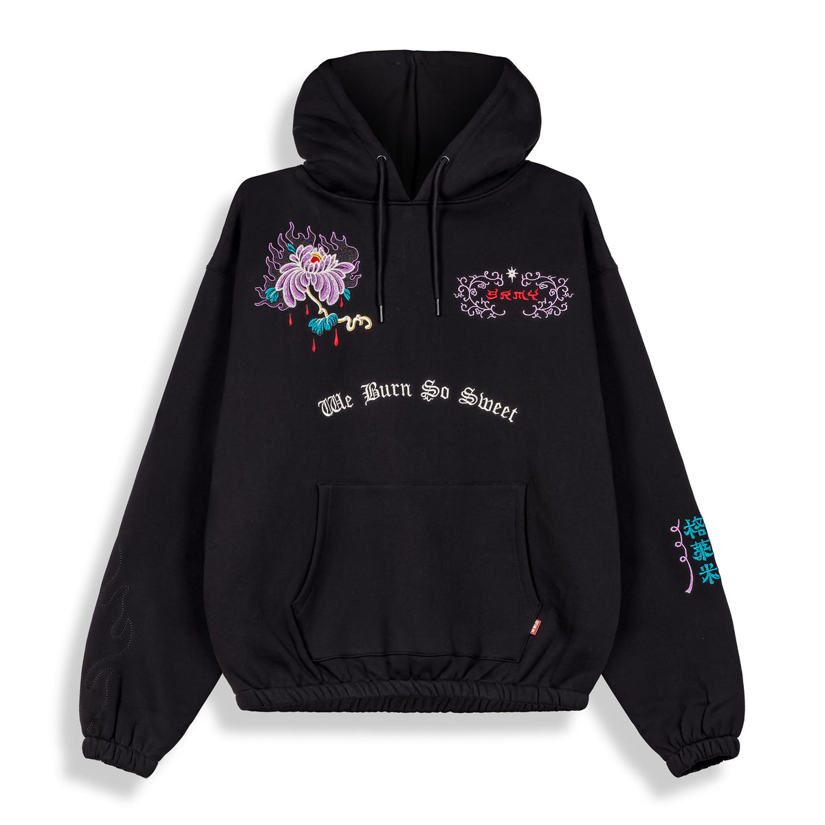 Sudadera gris oscuro Grimey Hans Island Boxy en negro, con diseño ajustado y detalles modernos, vista frontal en la imagen