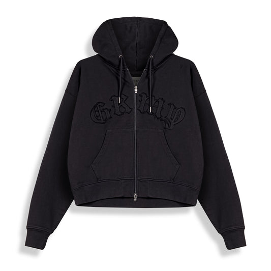 Rise Above Fitted Zipper Hoodie Black