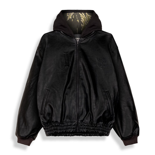 Chaqueta Odd Cutlass Hooded Pu Leather Black