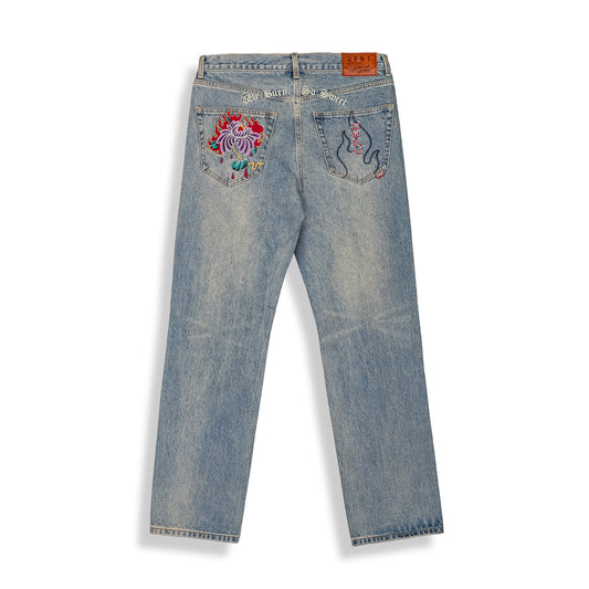 Hans Island Regular Denim Washed Dirty Blue Pants