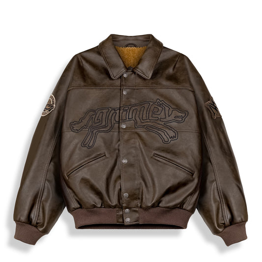 Chaqueta Wild One Pu Leather Washed Brown