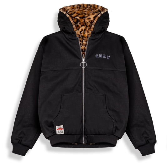 Chaqueta Reversible The Props Leopard Hooded Black