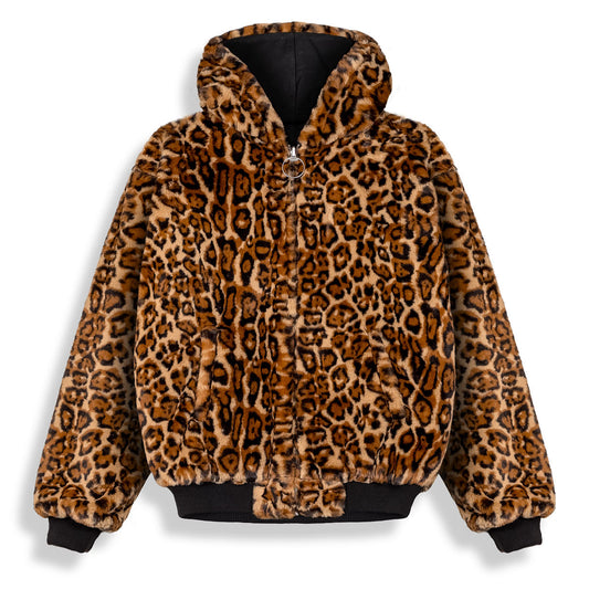 Chaqueta Reversible The Props Leopard Hooded Black