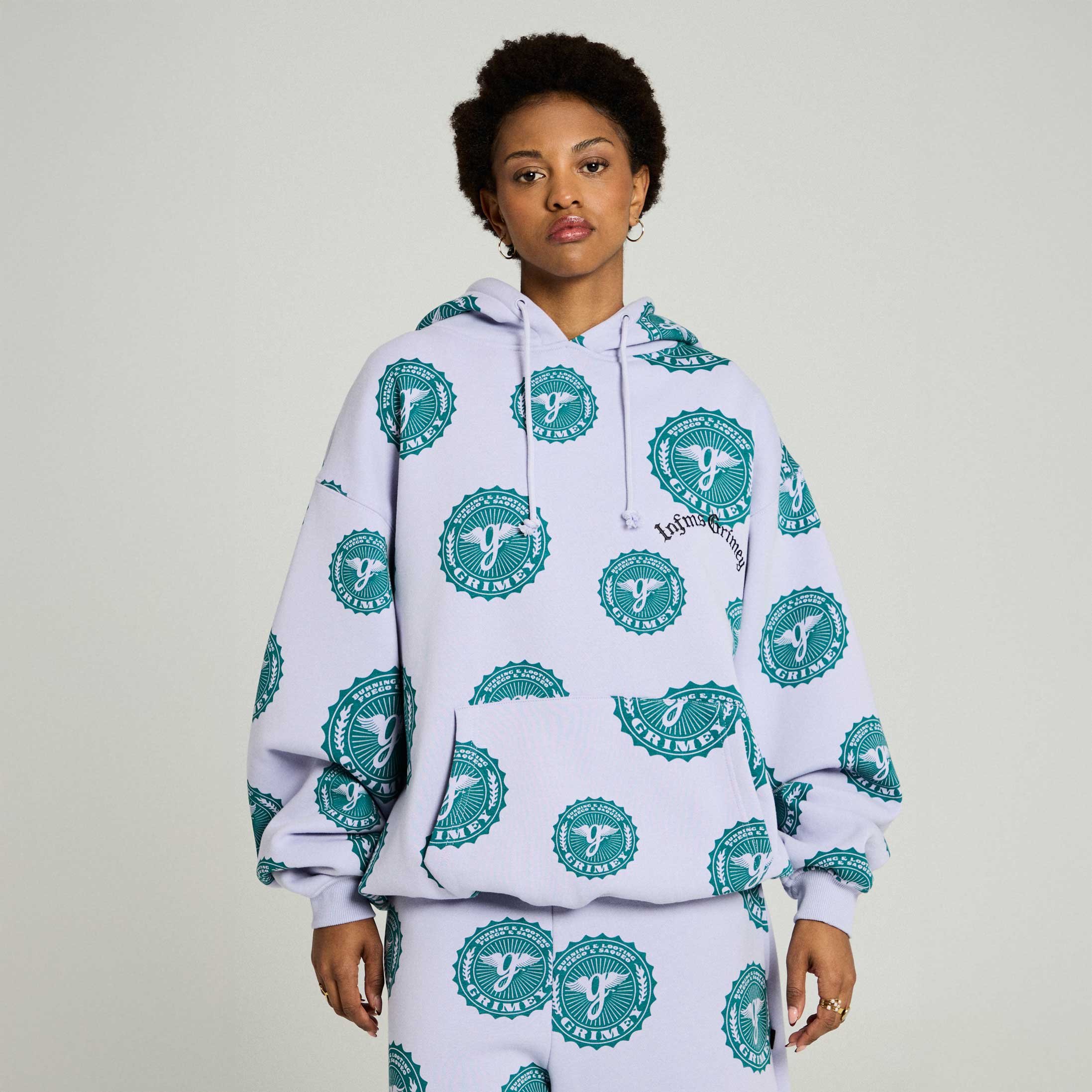 Sudadera Chief Watcher All Over Print Boxy Purple – Grimey