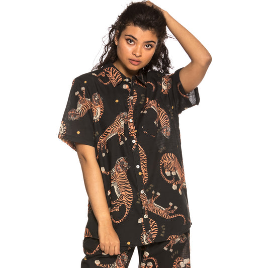 Grimey Transsiberian Button Up unisex shirt SS19 black