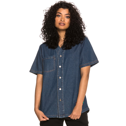 Grimey Brick Top Unisex Baseball Jersey SS19 Washed Denim