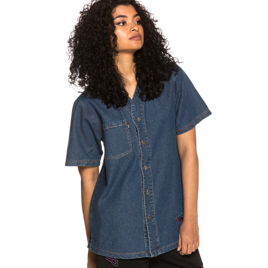 Grimey Brick Top Unisex Baseball Jersey SS19 Washed Denim