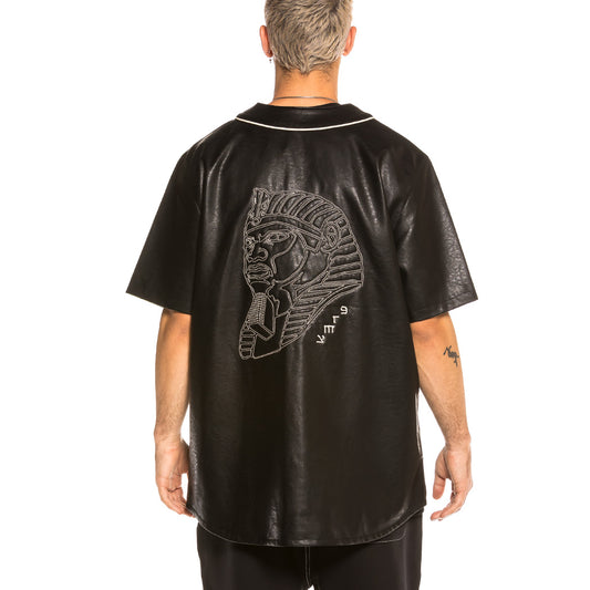 Grimey Call of Yore Pu Leather Baseball Jersey FW20 Black