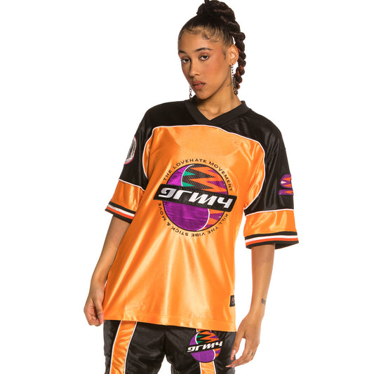 Grimey Acknowledge Unisex Football TeeSS20 Orange