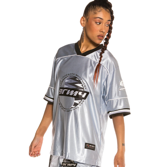 Grimey Acknowledge Unisex Football TeeSS20 Silver