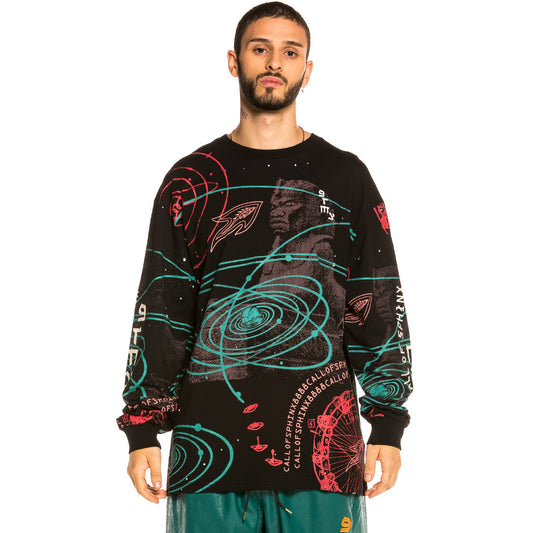 Camiseta Grimey Call of Yore All Over print Long Sleeve FW20 Black