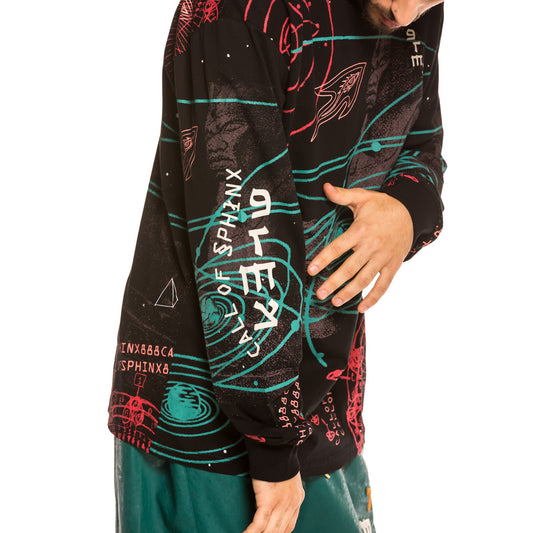 Camiseta Grimey Call of Yore All Over print Long Sleeve FW20 Black