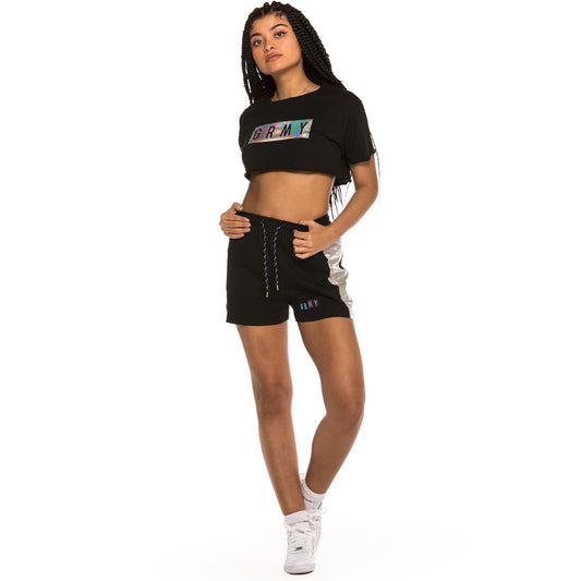 Grimey Mädchen T-Shirt Fluid Planet Crop Top SS19 Schwarz