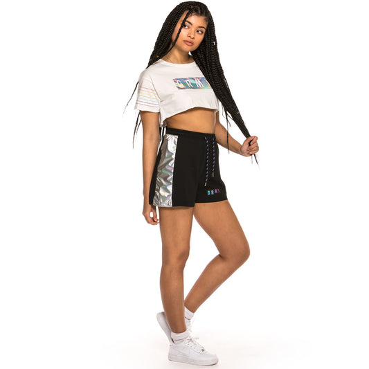 GRIMEY GIRL T-SHIRT FLUID PLANET CROP TOP SS19 WEISS