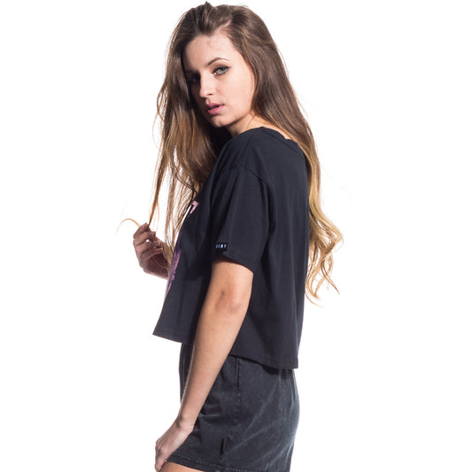 GRIMEY GIRL T-SHIRT INFAMOUS CROP TOP SS17 SCHWARZ