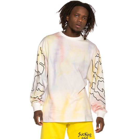 Camiseta Grimey Laughin Boy Tie Dye Long Sleeve Tee SS19 White