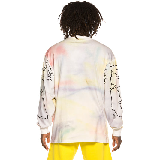 Camiseta Grimey Laughin Boy Tie Dye Long Sleeve Tee SS19 White