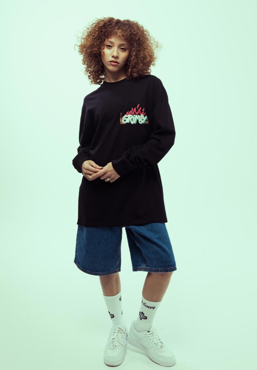 Grimey★Grimey Jurassic Proud ロングTシャツ ブラック 長袖 GRIMEY JURASSIC PROUD LONG SLEEVE TEE BLACK | SS24 BLACK