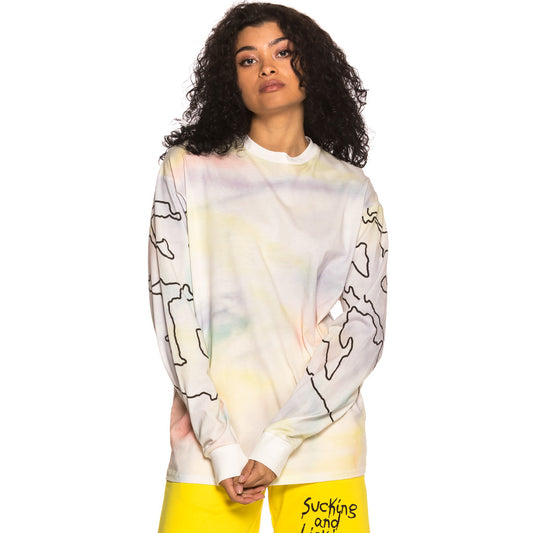 Grimey Laughin Boy Tie Dye Langarm-T-Shirt SS19 Weißes Unisex-T-Shirt