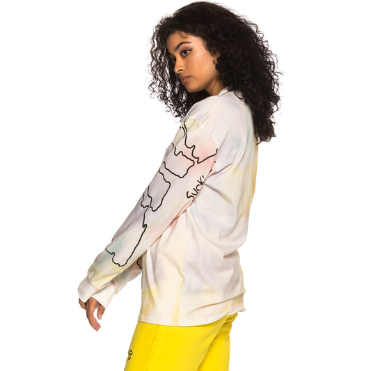 Grimey Laughin Boy Tie Dye Langarm-T-Shirt SS19 Weißes Unisex-T-Shirt
