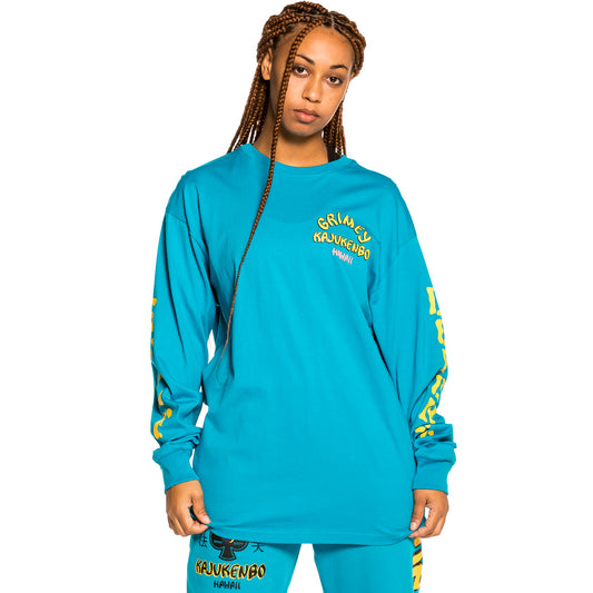 Grimey „Destroy All Fear“ Langarm-Unisex-T-Shirt – Blau | Herbst 21