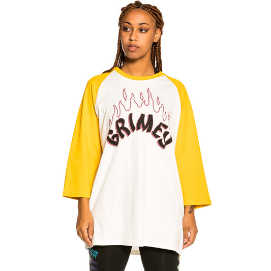 Grimey „Destroy All Fear“ Unisex-Raglan-T-Shirt – Gelb | Herbst 21