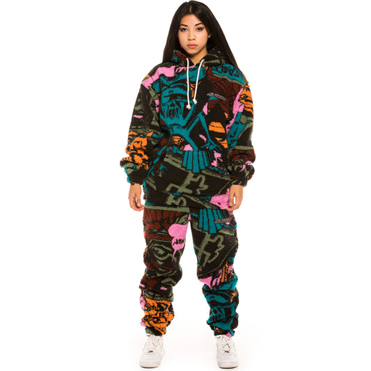 Sudadera Unisex Grimey Space Lady All Over Jacquard Sherpa - Green | Winter 21