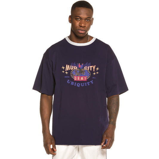 Grimey – Ubiquity – Schweres FW20-T-Shirt in Marineblau