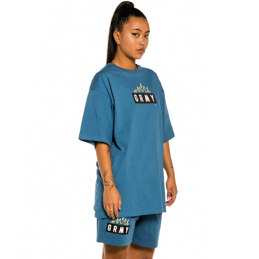 Grimey „Trespass“ Oversize-Unisex-T-Shirt – Blau | Sommer 22