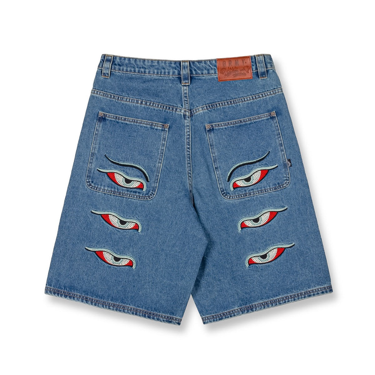 Grimey Peace Within Baggy Denim Shorts Washed Dark Blue DARK BLUE