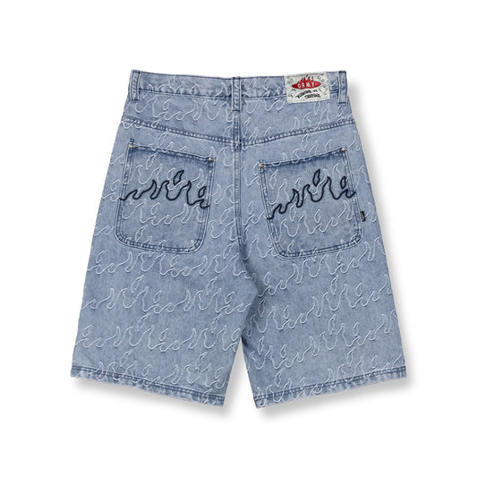 Pantalón Corto Grimey Sweet Science Baggy Jacquard Light Washed Black