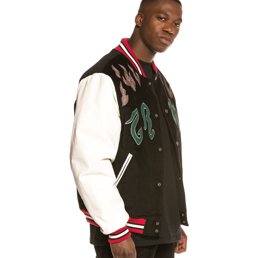 Grimey Yoga Fire Corduroy Baseball Jacket FW20 Black