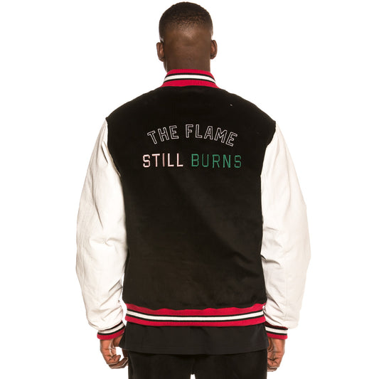 Grimey Yoga Fire Corduroy FW20 Schwarze Baseballjacke