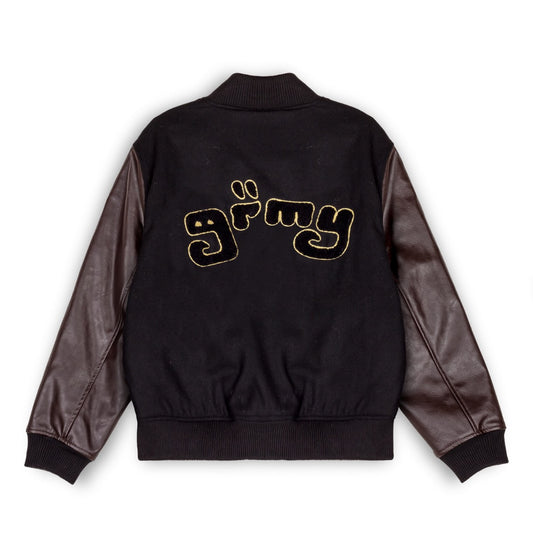 Chaqueta de baseball Grimey "LUST MANTRA" en color negro, estilo casual y moderna para otoño 2022.