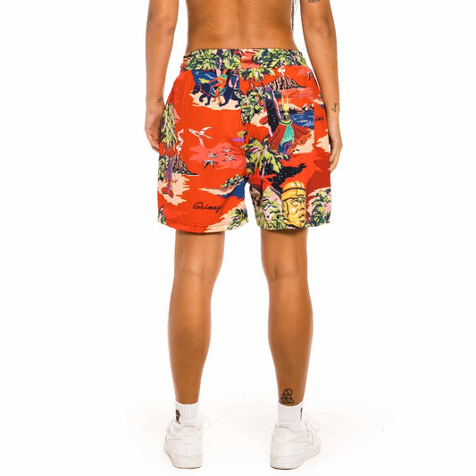 Grimey "Ocean Gateways" Unisex Swimming Shorts - Red | Summer 22