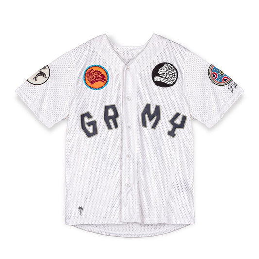 UNISEX GRIMEY THE CLOUT MESH-BASEBALL-T-SHIRT – WEISS | Frühling 23