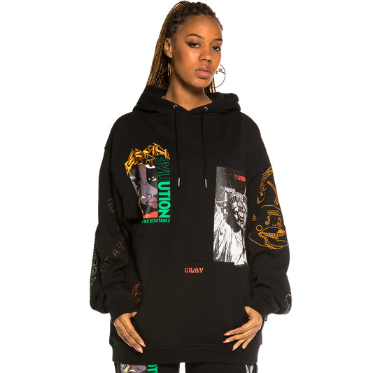 Sudadera Unisex Grimey Liveution Magic 4 Resistance Hoodie - Black | Spring 21