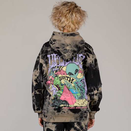 SUDADERA UNISEX CAPUCHA GRIMEY UFOLLOW BLEACHED - NEGRA | Primavera 23