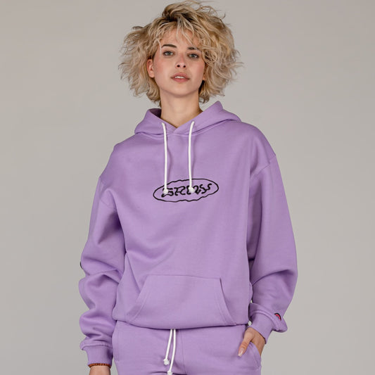 SUDADERA UNISEX CAPUCHA GRIMEY UFOLLOW - LILA | Primavera 23