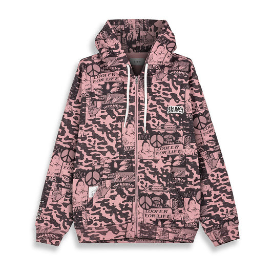 Grimey Peace Within All Over Print Regular Zipper Hoodie Lilac