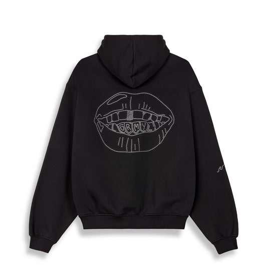 Grimey Peace Within Rhinestuds Boxy Hoodie Black