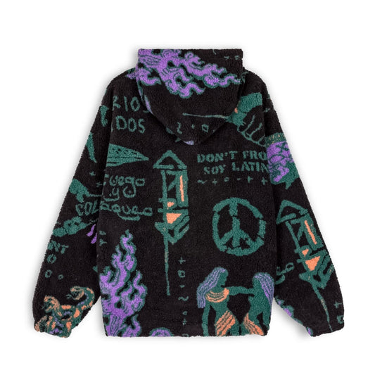 Sudadera Grimey LOST BOYS All Over Sherpa Hoodie - Black | Winter 22